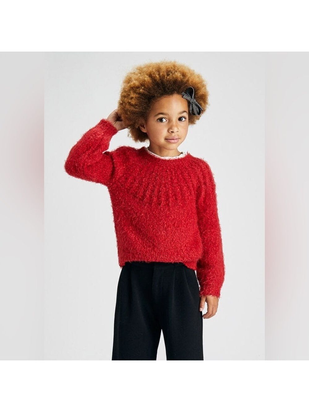 Size 8 Girls Mayoral Vibrant Red Fuzzy Kids Sweater